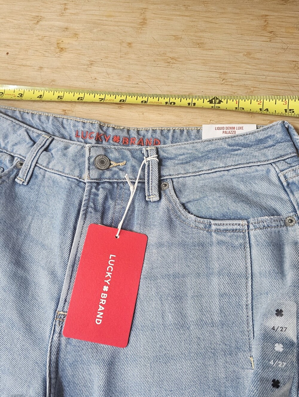 NWT Lucky Brand Tencel Lyocell Pleated Liquid Denim Luxe Palazzo Jeans Wide Leg - Picture 11 of 12